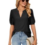 T - shirt femme col v manches courtes cisel� - noir - insfity - 65% rayonne 30% polyester 5% elasthanne ...