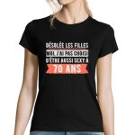 T - shirt femme - collection humour - anniversaire 70 ans - manches courtes - col arrondi - noir