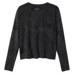 T - shirt femme - desigual - ts long sleeve cupro - noir - manches longues - col classique