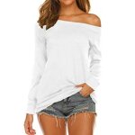 T - shirt femme �paules d�nud�es manches longues col bateau insfity - blanc