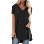 T - shirt femme dt dcontract grande taille col en v manches courtes - noir