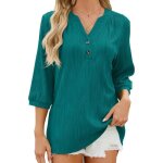 T - shirt femme - insfity - col v boutons - manches 3 - 4 - Été bleu T - shirt femme - insfity - col v boutons - manches 3 - 4 - Été bleu