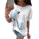 T - shirt femme - leoclotho - mode baggy - col irr�gulier - couleurblock - bleu