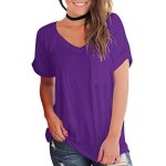 T - shirt femme - leoclotho - mode baggy - violet - col v - 30% - 50% modal