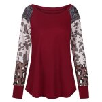 T - shirt femme - leoclotho - t - shirt720 - col rond - pissage imprim lopard - manches longues - ...