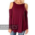 T - shirt femme - neck - manches longues - col rond - coupe loose - rouge