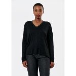 T - shirt femme noir paillet kaporal - lucha - manches longues - col v