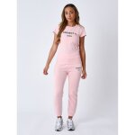 T - shirt femme project x paris - col rond - logo brod multicolore - rose