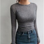 T - shirt femme slim en coton élastique - ecelen - gris - coupe slim - sans manche - col arrondi T - shirt femme slim en coton élastique - ecelen - gris - coupe slim - sans manche - col arrondi