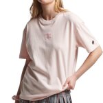 T - shirt femme - superdry - garment dye - rose - manches courtes - broderie