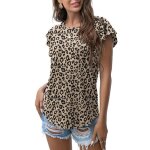 T - shirt femme - fondupin - imprimé léopard - manches courtes - col rond T - shirt femme - fondupin - imprimé léopard - manches courtes - col rond