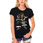 T - shirt femme - ultrabasic - chien teckel - 100% coton bio - vintage noir - manches courtes