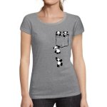 T - shirt femme - ultrabasic - cute pandas in your pocket - 100% coton bio - manches courtes - gris chin ...