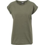T - shirt femme - urban classics - extended shoulder - vert - manches longues - col arrondi