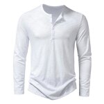 T - shirt henley homme � manches longues - insfity - regular fit - blanc
