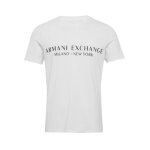 T - shirt homme - armani exchange - blanc - logo poitrine - col arrondi - manches courtes
