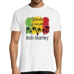 T - shirt homme - bob marley - col rond - coton - manches courtes - blanc