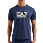 T - shirt homme ea7 visibility bleu - coupe regular - col arrondi