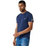 T - shirt homme - emporio armani - bleu marine - bande bleu blanc et kaki - coupe cintre