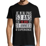 T - shirt homme - id�e cadeau - anniversaire 53 ans - noir - manches courtes - col arrondi