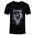 T shirt homme imprim� t�te de loup 3d manche courte t shirt hommes col arrondi coton tee shirt homme ...