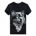 T - shirt homme imprim wolf - zewow - manches courtes - col rond - 100% coton - noir