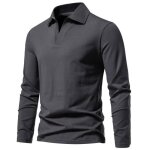 T - shirt homme insfity manches longues col v casual tee shirt coton tissu confortable couleur unie - ...