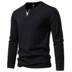 T - shirt homme insfity - manches longues - col v - coton confortable - noir T - shirt homme insfity - manches longues - col v - coton confortable - noir