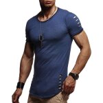 T - shirt homme - leoclotho - slim - manches courtes - bleu marine