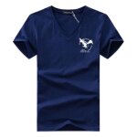 T - shirt homme manches courtes col v tee shirt ete imprim� grande taille - bleu