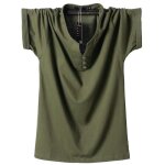 T - shirts hommes manches courtes fins en coton  col en v - funmoon - grande taille - vert