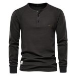 T - shirt homme manches longues insfity - gris fonce - col rond avec boutons - tissu confortable T - shirt homme manches longues insfity - gris fonce - col rond avec boutons - tissu confortable