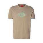 T - shirt hugo dalendi marron en jersey de coton avec logo gomtrique brod