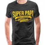 T - shirt humoristique - super papa - premium xl - 100% coton - gris chin� fonc� - manches courtes