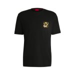 T - shirt en jersey de coton noir avec logo revisit� imprim� hugo diridumti