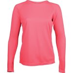 T - shirt lger manches longues femme proact - rose fluo - polyester