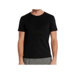 T - shirt lin gros logo brod� - emporio armani - homme - noir - manches courtes - coupe droite