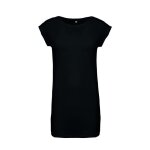 T - shirt long col rond manches courtes - k388 - noir - femme
