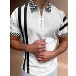 T - shirt � manches courtes imprim� polo pour hommes blanc
