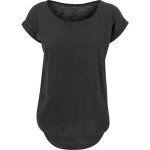 T - shirt long d�contract� femme by036 noir - build your brand - manches courtes 100% coton jersey