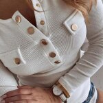 T - shirt manches longues pour femmes - vitata - résistant - boutons en métal - coupe basse - été T - shirt manches longues pour femmes - vitata - résistant - boutons en métal - coupe basse - été