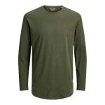 T - shirt manches longues - jack & jones - noa - vert for�t - 100% coton biologique - coupe regular