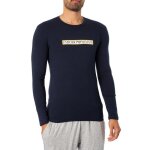 T - shirt � manches longues avec logo lounge box - emporio armani - homme - bleu