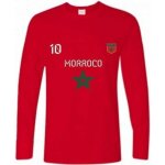 T - shirt manches longues - npz - foot maroc - rouge - 100% coton - 9 / 11 ans