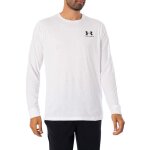 Under armour t - shirt manches longues homme 60% coton blanc ? coupe loose logo poitrine