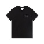 T - shirt noir boss enfant manches courtes avec imrpim