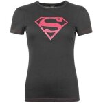 T - shirt officiel dc comics gris et rose brillant superman grandes tailles femme T - shirt officiel dc comics gris et rose brillant superman grandes tailles femme
