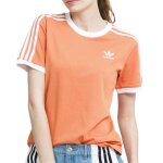 T - shirt femme adidas 3 stripes - orange - manches courtes - 100% coton