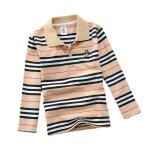 T - shirt rayures enfant garcon manches longues tee shirt coton tissu confortable - kaki