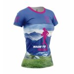 T - shirt running femme - otso made to trail - bleu / vert / rose - taille l